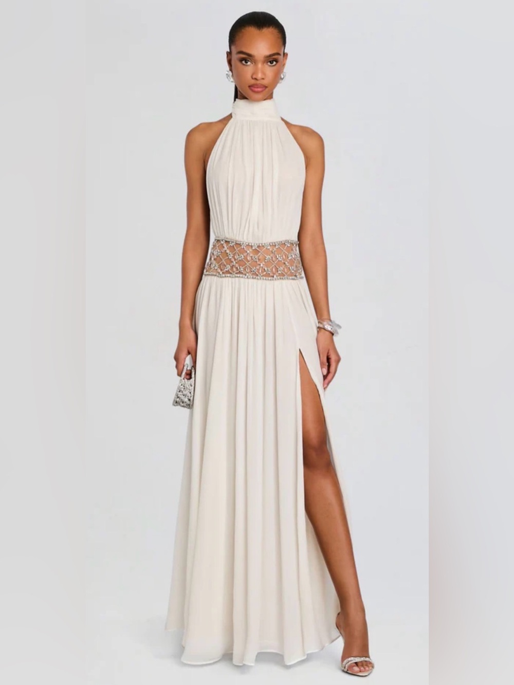 Retrofete KREELI EMBELLISHED Maxi Dress with Beaded Waist